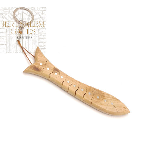 Olive Wood Fish Rosary Key Chain